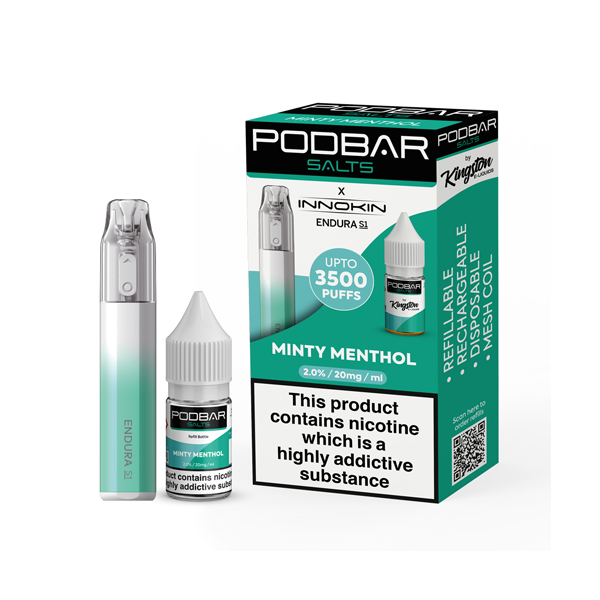 10mg Podbar Salts by Kingston x Innokin Endura S1 Disposable Vape Kit 3500 Puffs