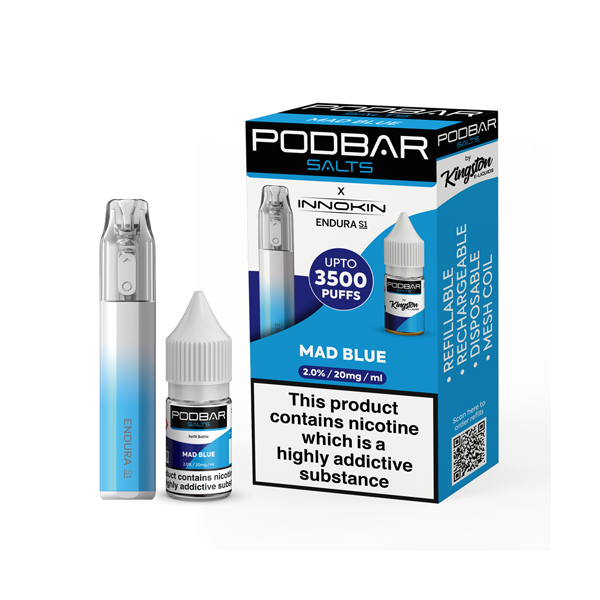 10mg Podbar Salts by Kingston x Innokin Endura S1 Disposable Vape Kit 3500 Puffs