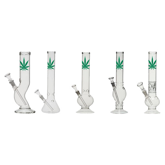 12" Small Leaf Glass Bong Mix Designs - GB-37